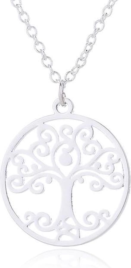 24/7 Jewelry Collection Levensbloem Boom Ketting - Mandala - Cirkel - Zilverkleurig