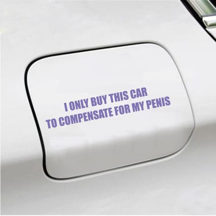 Bumpersticker - I Only Buy This Car - 3,5 X 19,6 - Paars
