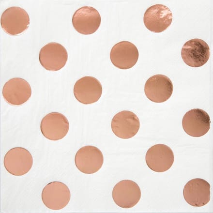 Servetten rosegold/roze/wit Dots 16 stuks.