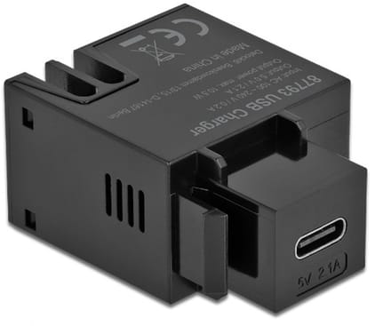 USB-C - terminal block Keystone USB-lader module | 10,5W | zwart