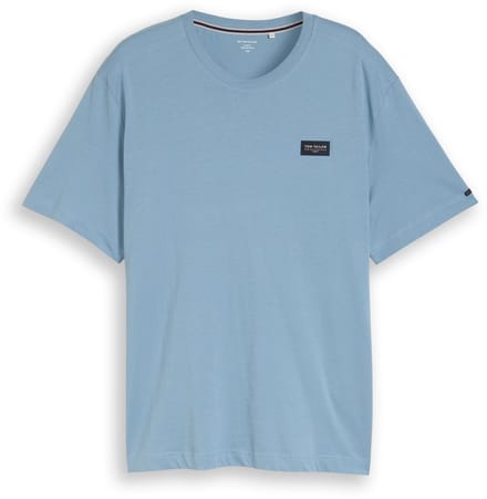 Tom Tailor - Plus Size - T-shirt van katoen met logo-badge - Maat 3XL - mountain spring blue