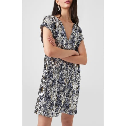 French Connection Bilaz Camo Sequin Dress Silver Maat: S | Mini Jurken Outlet | Dames | Zilver