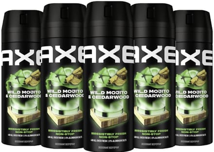 Axe Deo Spray - Wild Green Mojito + Cedarwood - 5 x 150 ml