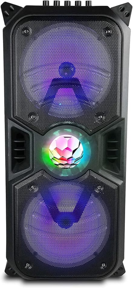 Draagbare Bluetooth Speaker Trolley - 200 Watt, 2 x 6.5 inch Woofer, RGB-Licht, USB/MP3, Oplaadbare Batterij, Microfoon Aansluiting