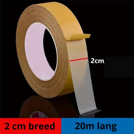 20 meter - Dubbelzijdige Tape - 2 cm breed - Supersterke Hechting
