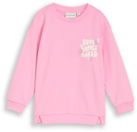 Tom Tailor - Oversized sweatshirt met print - Maat 92/98 - lovely pink