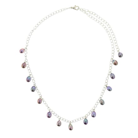 Behave - Ketting - Dames - Echte Zoetwaterparels - Paars/Multicolor - Zilverkleurig - 52.50 cm