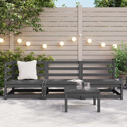 vidaXL - 3-delige - Loungeset - massief - grenenhout - grijs