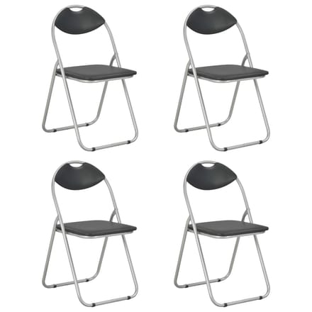 vidaXL - Opklapbare - stoelen, - 4 - stuks, - zwart - kunstleer