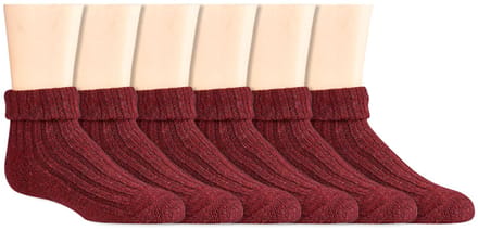 Kindersokken | Wollen sokken | Kleur: Rood | Maat: Diverse maten | 6 paar