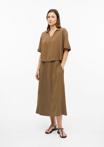 Hoge taille midi rok met elastische taille en zijzakken A-lijn vrouw s.Oliver