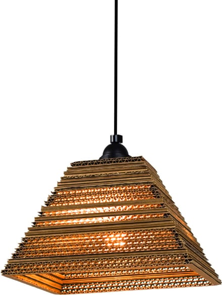 Kartonnen stavern lamp - Hanglamp (aansluiting aan het plafond) - 23 x 23 x 15 cm | E27 - Kartent