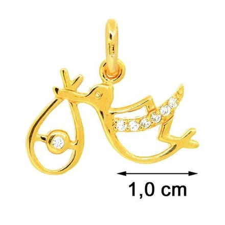 Blinx Jewels Vergulden Hanger Ooievaar Stenen Zirkonia
