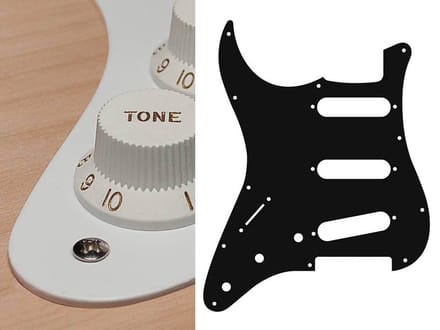 Boston SL-113-W pickguard, Stallion, standard, SSS, 3 pot holes, 3-5 switch, lefthanded, 1 ply, white