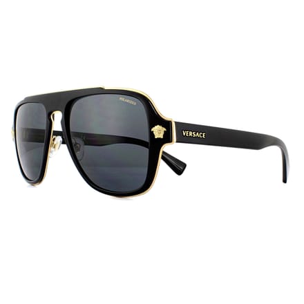 Versace Aviator Heren Zwarte Grijze Polaroid Zonnebril