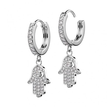 Oorbellen hamsa hanger 0.8x10 - zilver - LMPiercings