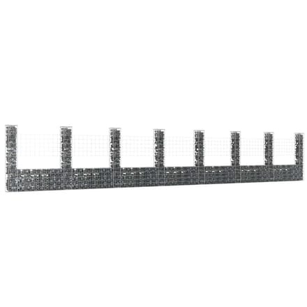 vidaXL Schanskorf U-vormig met 8 palen 860x20x150 cm ijzer