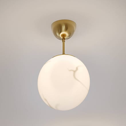By Rydéns plafondlamp Bellagio, messing/wit, 1-lamp, glas