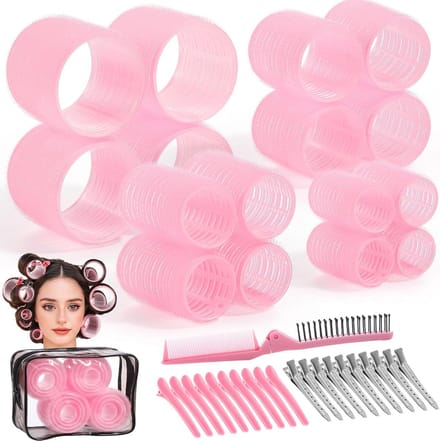 Haarkrulspelden Set - Haarrollers Clips - Haar Stijlen - Zelfgrip Techniek - 38 Stuks - Roze