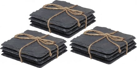 Cuisine Elegance - 64x stuks leisteen onderzetters - vierkant - antraciet - 10 cm