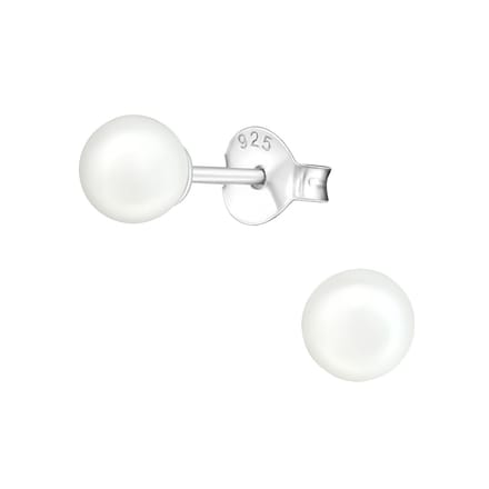 Joy|S - Zilveren parel oorbellen - 5 mm - wit