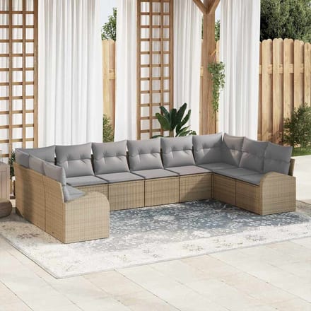 vidaXL Bankstel 10 st Beige [Synthetisch]: Polyrattan