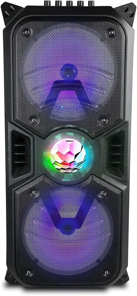 Draagbare Bluetooth Speaker Trolley - 200 Watt, 2 x 6.5 inch Woofer, RGB-Licht, USB/MP3, Oplaadbare Batterij, Microfoon Aansluiting