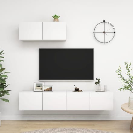 vidaXL - Tv-meubelen - 3 - st - bewerkt - hout - wit