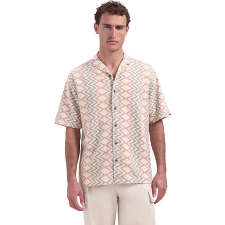 No Excess Shirt short sleeve jacquard zigzag coral