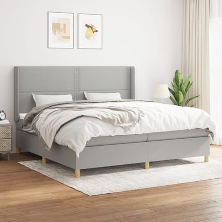 vidaXL - Boxspring - met - matras - stof - lichtgrijs - 200x200 - cm