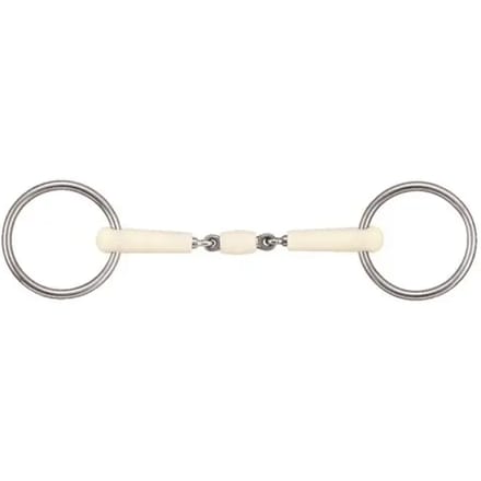 Dubbelgebroken paardenbit + rol Soyo Happy mouth bradoon