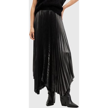 AllSaints Phia Metallic Skirt Metallic Grey Größe: 2 | Maxiröcke Outlet | Damen | Grau
