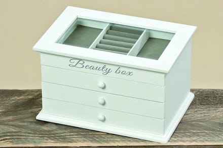 Juwelen box - \Opbergdoos - Juwelen - Wit - Glas - 25 cm - Hout