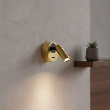 Ideal Lux LED wandspot Bean, Ø 7 cm, messingkleurig
