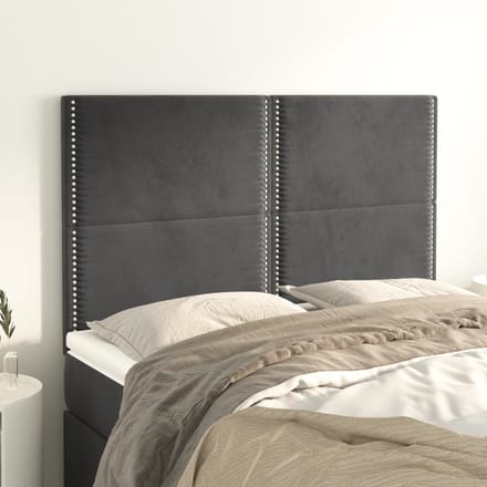 vidaXL - Hoofdbord - donkergrijs - 144x5x118/128 - cm - Fluweel