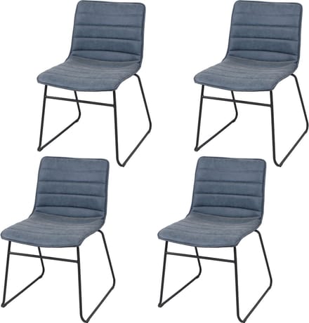 "BROOKLYN" SET VAN 4 STOELEN IN KUNSTLEER DENIMBLAUW 55X45XH47/78CM