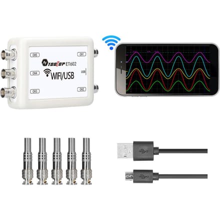 TOOLTOP Virtuele Oscilloscoop 5-kanaals Data-opslag Acquisitie Recorder 4 Meetmodi ET602 USB WIFI veelkleurig