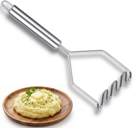YUGN Pureestamper RVS 24x9 cm – Aardappelstamper – Ergonomisch – Vaatwasserbestendig – Met eBook