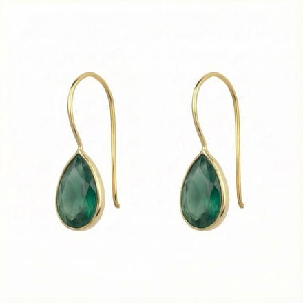 Dames Oorbellen Goudkleurig Smaragd Druppel (14K Gold Plated) | cadeau dames