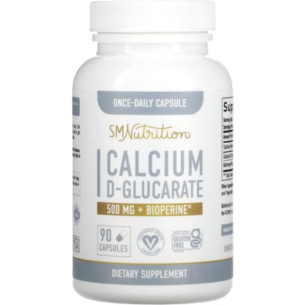 SMNutrition, D-glucarate de calcium + BioPerine, 500 mg, 90 capsules