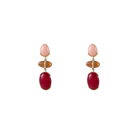 Go Dutch Label Oorknoppen Elegant Stone Drop Bruin