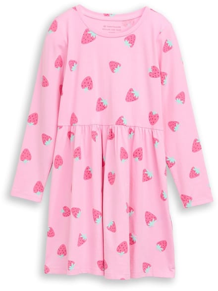 Tom Tailor - Mini-jurk van jersey - Maat 92/98 - big pink strawberry print
