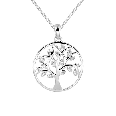 Montebello Ketting Levensboom  - 925 Zilver Gerhodineerd - ∅20mm - 45cm