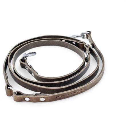 Cooper & Quint Switch Verstelbare Leren Hondenriem - Stone - 2cm - Zilver