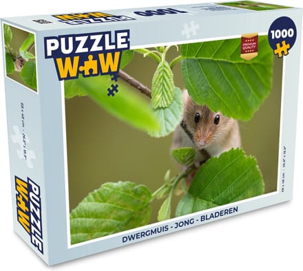 Puzzel Dwergmuis - Jong - Bladeren - Legpuzzel - Puzzel 1000 stukjes volwassenen
