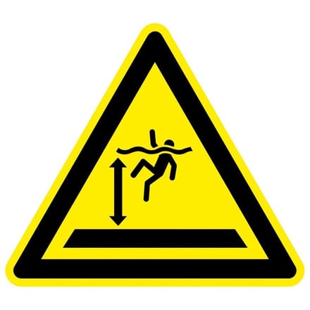 Waarschuwingssticker diep water - ISO 7010 - W047 100 mm