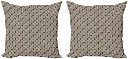 ABAKUHAUS Geometrisch Kussenbezug – Set 2x40x40 cm – Dubbelzijdig Druck – Multicolor