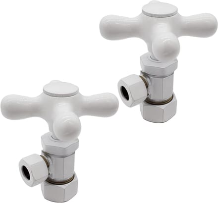 Hoekstopkraan - Afsluiter Kraan - Waterleiding Reparatie - Kruishandvat Ontwerp - 2 Stuks - Wit