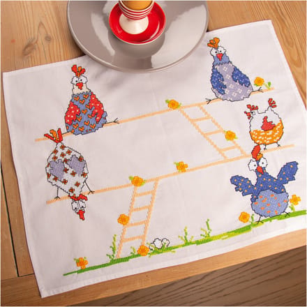 Vervaco - Placemat kit Gekke kippen set van 2 - PN-0215598