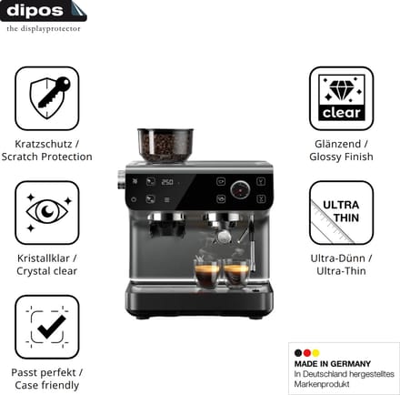 dipos – 2x Beschermfolie geschikt voor WMF Espresso Pro | Krasbestendige & heldere Screenprotector Ultra-Thin
